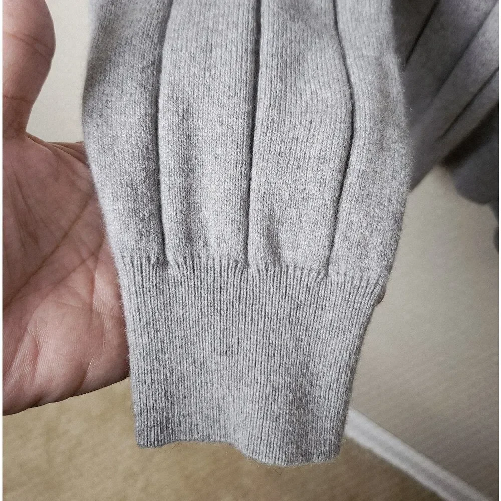 Saks Fifth Avenue Cashmere Silk Knit Long Sleeve Sweater Top Gray Size M